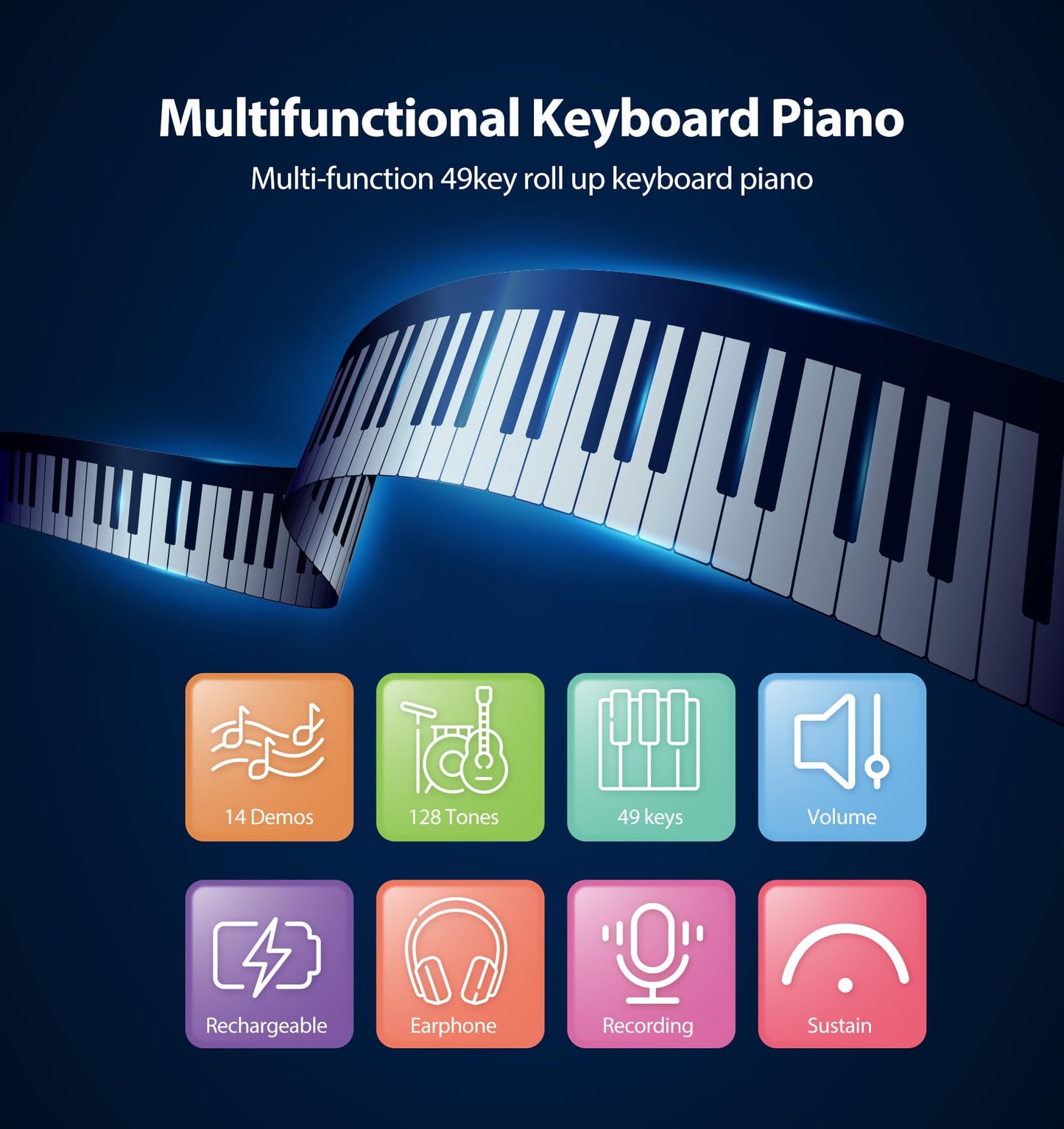 MARVTOWN 49Key Roll Up Digital Piano Keyboard